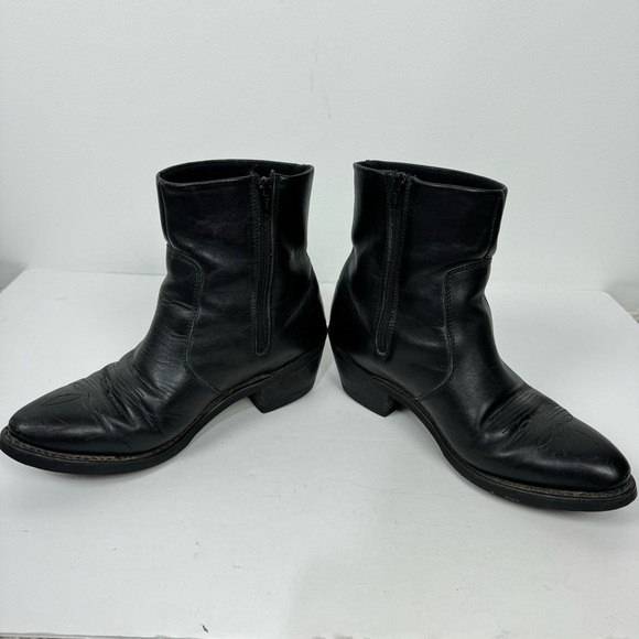 Durango Black Leather Round Toe Short Western Rodeo Boots Cowboy Y2k - Picture 4 of 9